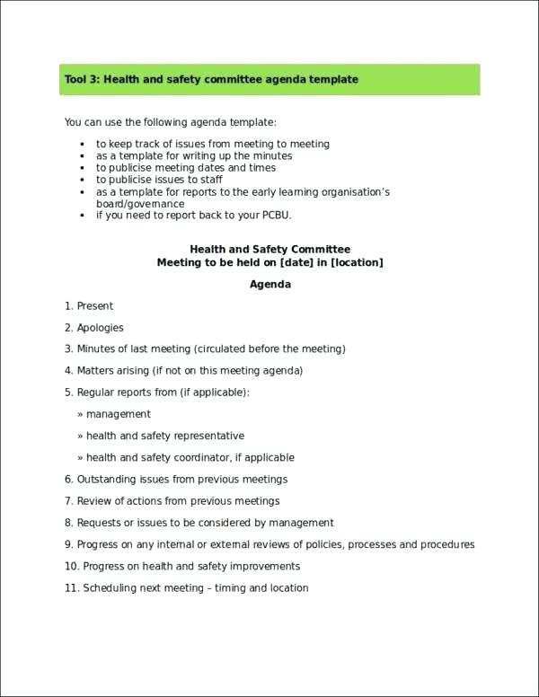 Safety Meeting Minutes Template For Your Needs