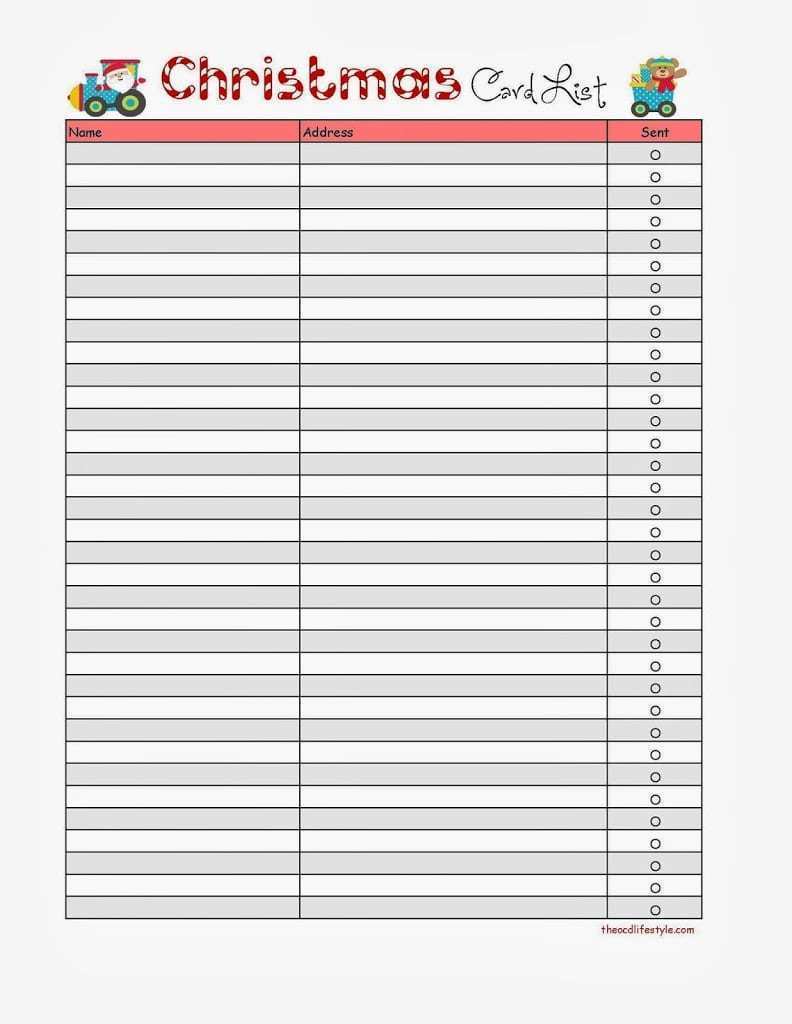 Excel Template For Christmas Card List Cards Design Templates