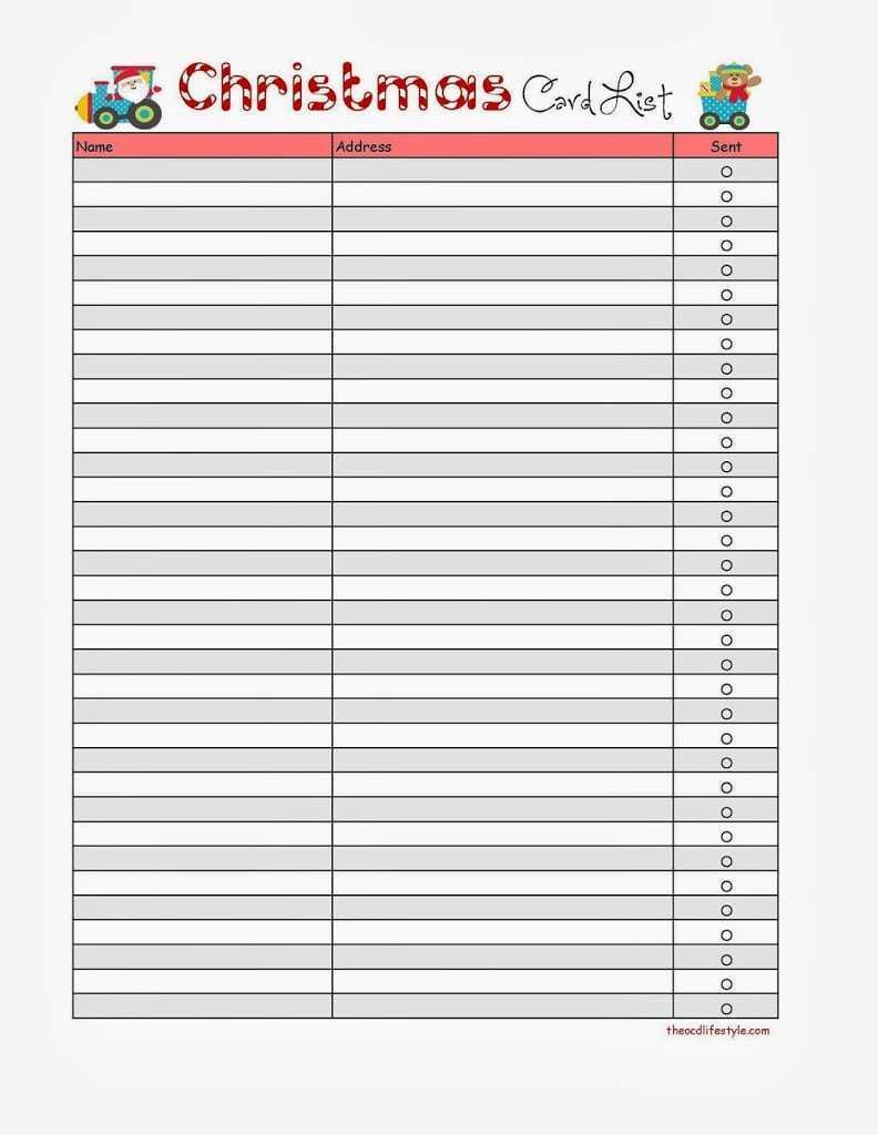 Excel Template For Christmas Card List - Cards Design Templates