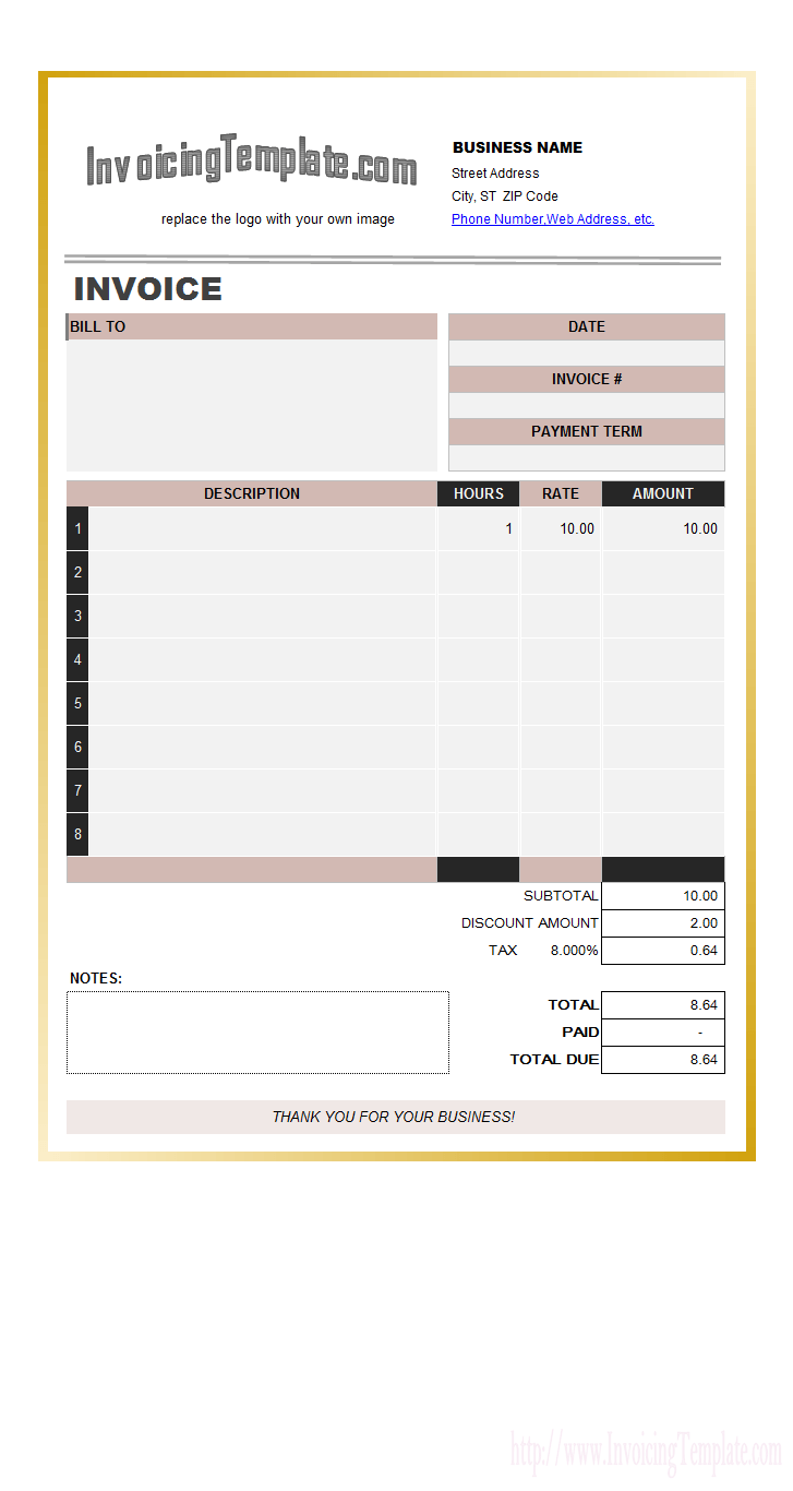 Invoice Template Materials Labor Cards Design Templates