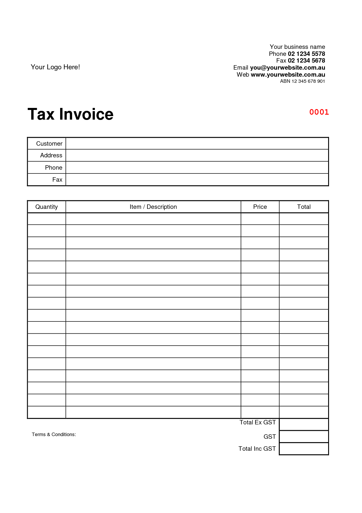 Get Tax Invoice Template Free Pictures