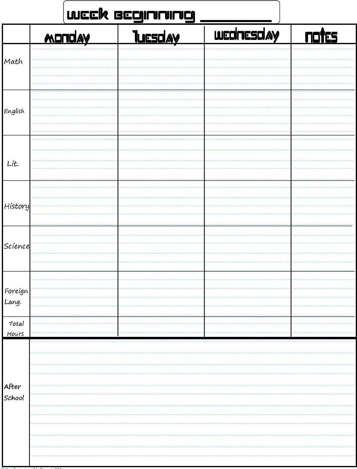 19 Printable School Planner Template Free for Ms Word by School Planner Template Free