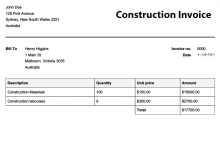 19 Printable Template Of Construction Invoice Photo for Template Of Construction Invoice