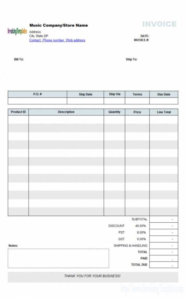 Free Musician Invoice Template Printable Templates