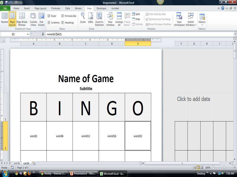 20 Adding Bingo Card Template 5X5 Excel Now with Bingo Card Template 5X5 Excel