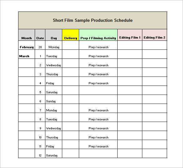 20 Creating Production Schedule Template Free Photo with Production Schedule Template Free