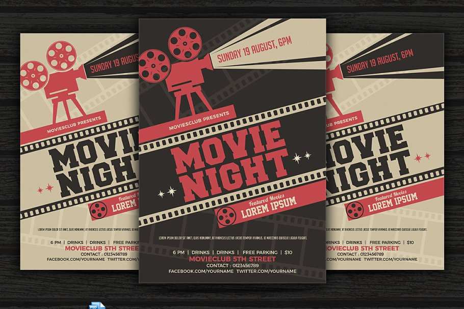 20 Creative Free Movie Night Flyer Template Photo with Free Movie Night Flyer Template