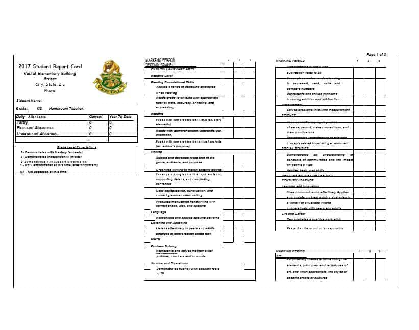 20 Free Printable Report Card Template For High School in Word with Report Card Template For High School