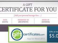 Gift Card Template In Word