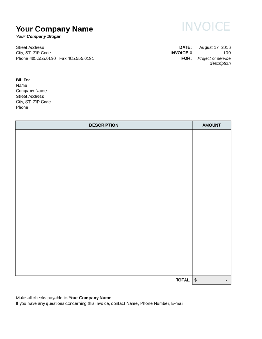 invoice template editable