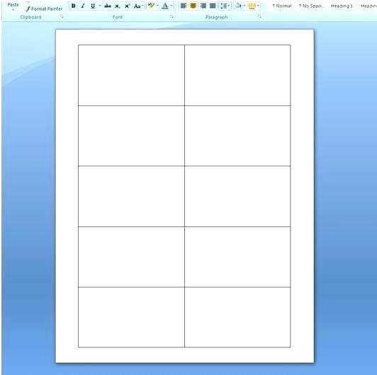 Template For Cards In Word