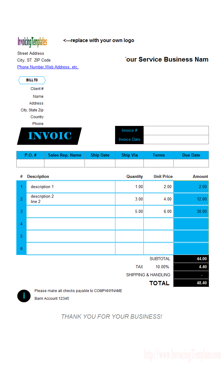 21 The Best Hourly Service Invoice Template Word Formating with Hourly Service Invoice Template Word