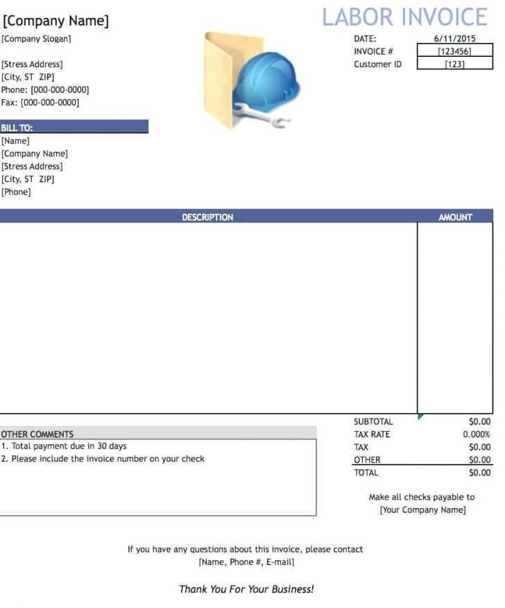 Parts And Labor Invoice Template Free