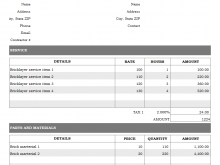 Garage Invoice Template Pdf