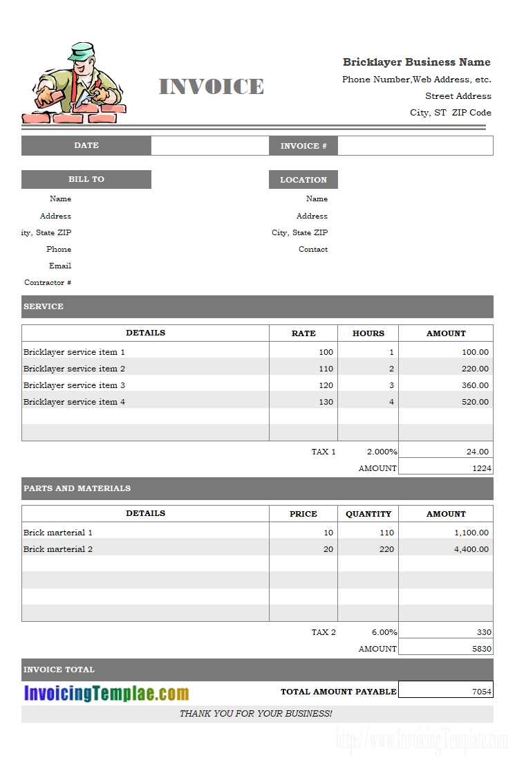 garage invoice template pdf cards design templates