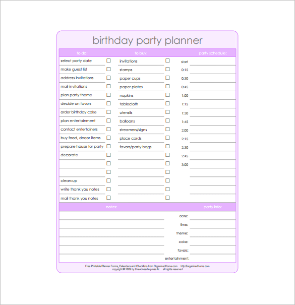 22 Create Birthday Party Agenda Template Now For Birthday Party Agenda Template Cards Design Templates