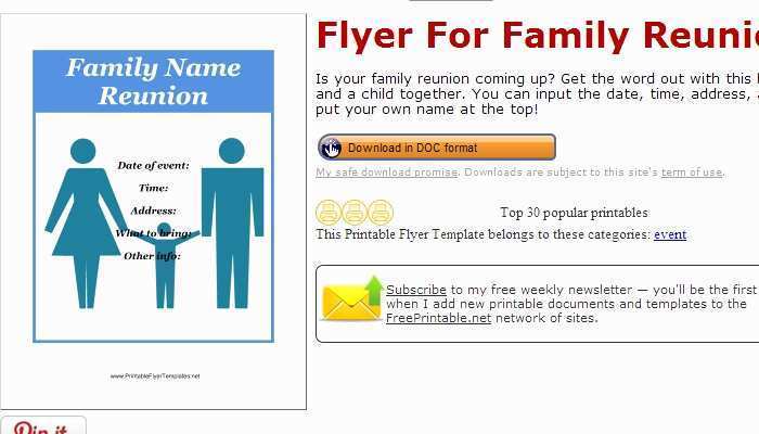 22 Online Free Printable Family Reunion Flyer Templates For Free by Free Printable Family Reunion Flyer Templates