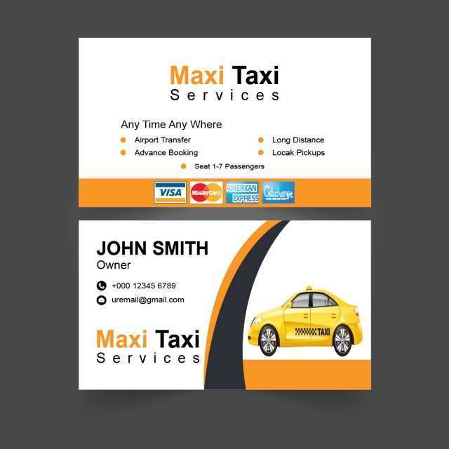 Business Card Template Taxi Cards Design Templates