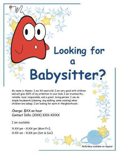 22 Report Babysitter Flyers Template Templates by Babysitter Flyers Template