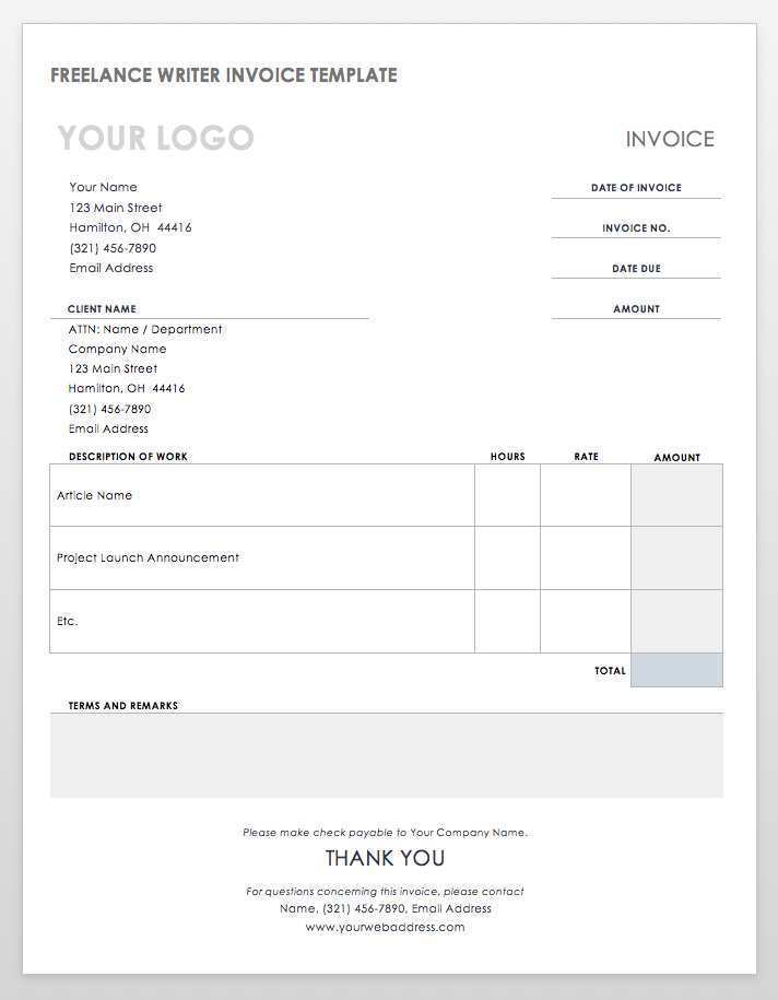 Freelance Writer Invoice Template Uk Cards Design Templates