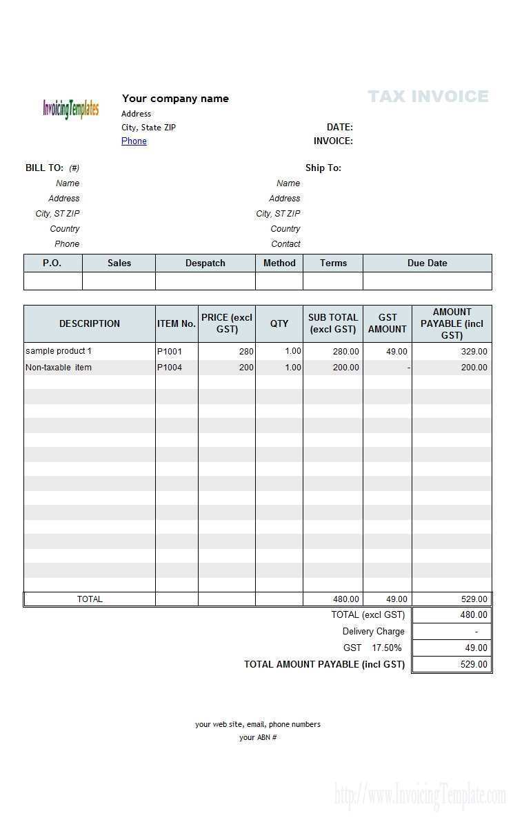 Tax Invoice Template Abn - Cards Design Templates