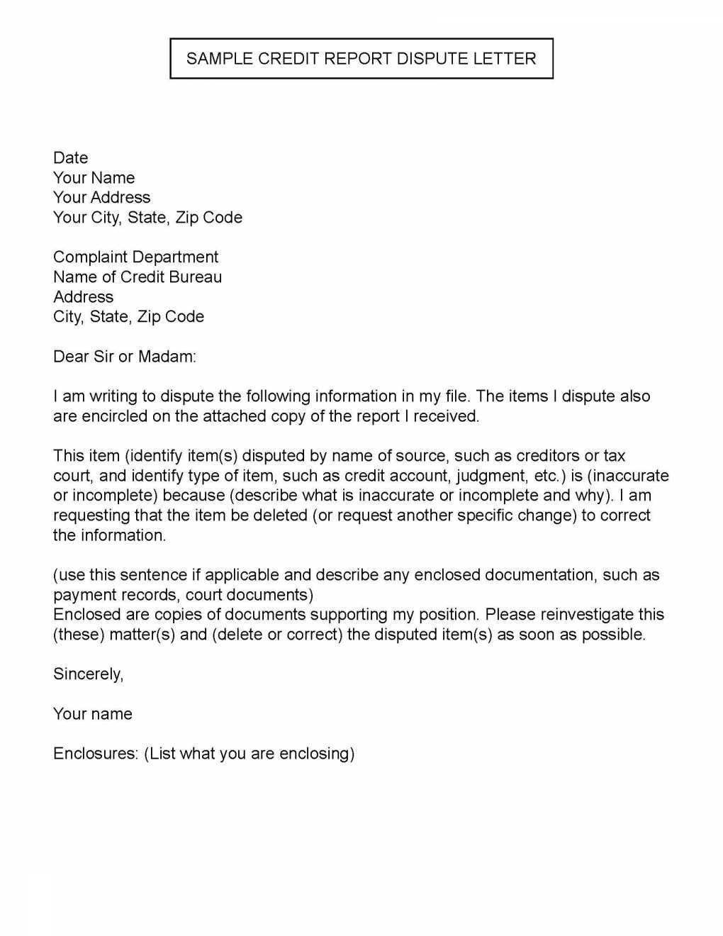 23 Printable Invoice Template For Letter Of Credit Templates by Intended For Credit Report Dispute Letter Template