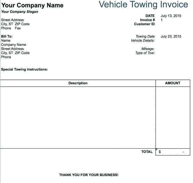 24 Blank Towing Invoice Template Now for Blank Towing Invoice Template