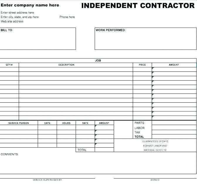 Parts And Labor Invoice Template Free Cards Design Templates