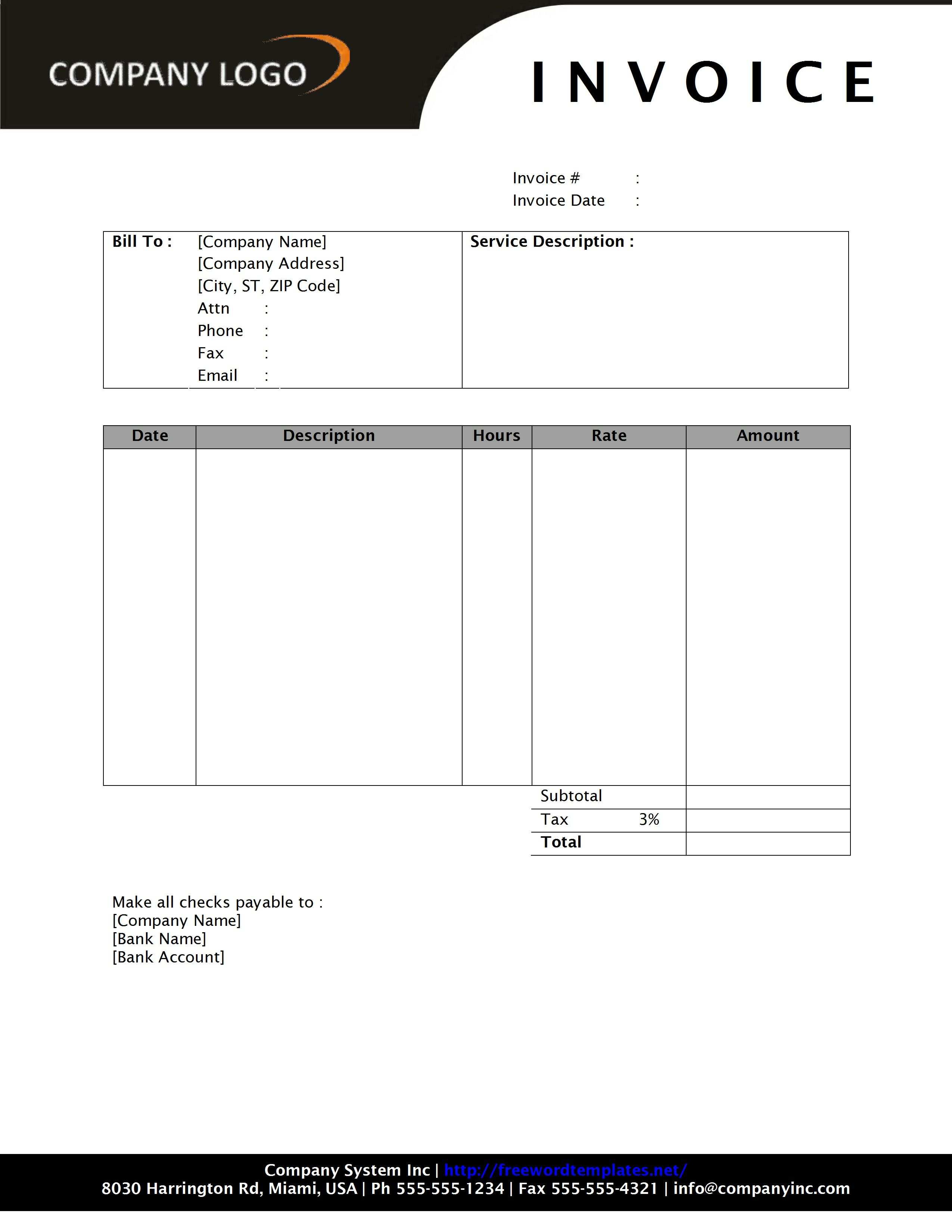 Create Blank Invoice Template - Cards Design Templates