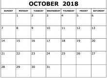 24 Standard Daily Calendar Template October 2018 Maker for Daily Calendar Template October 2018