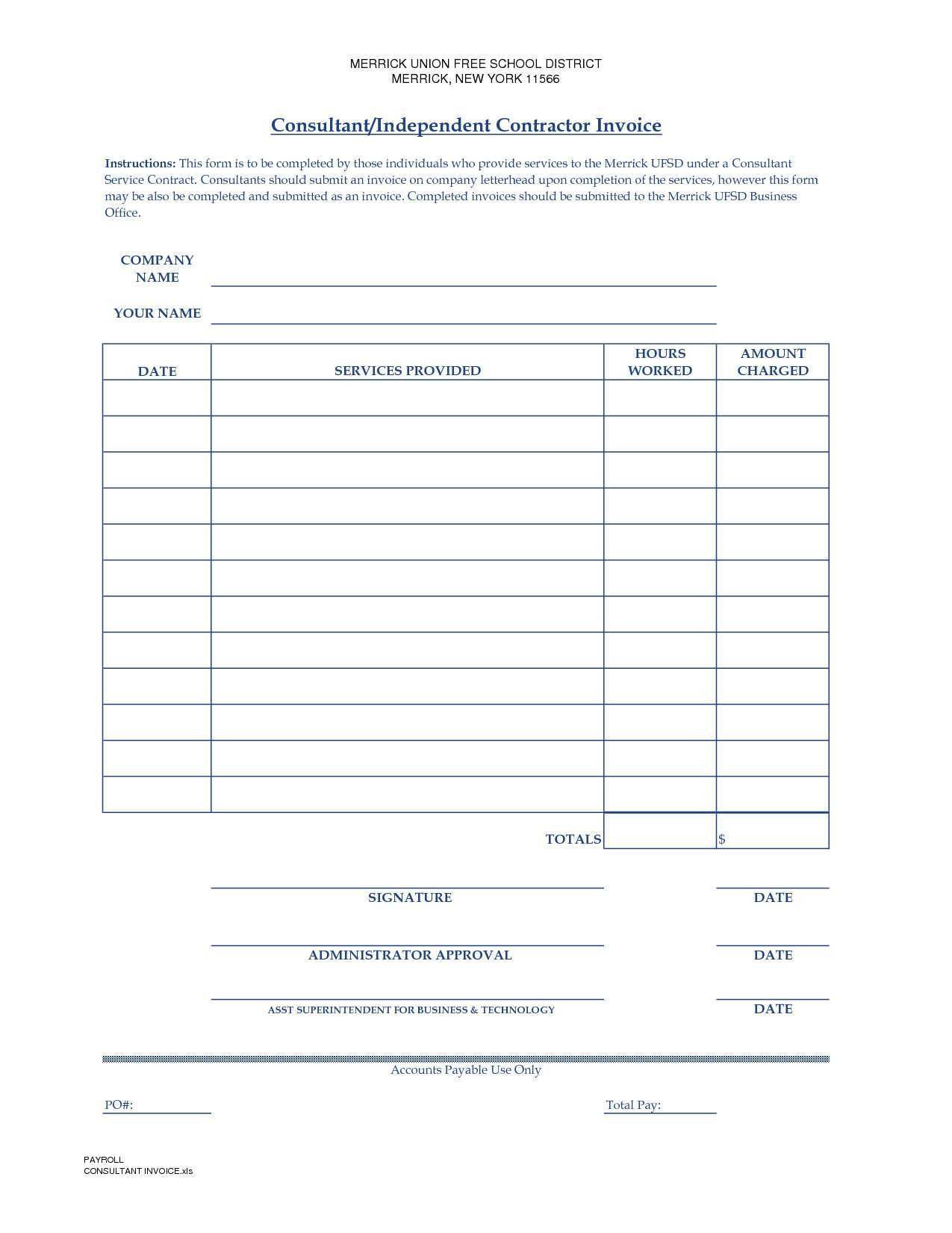 independent contractor billing invoice template cards design templates