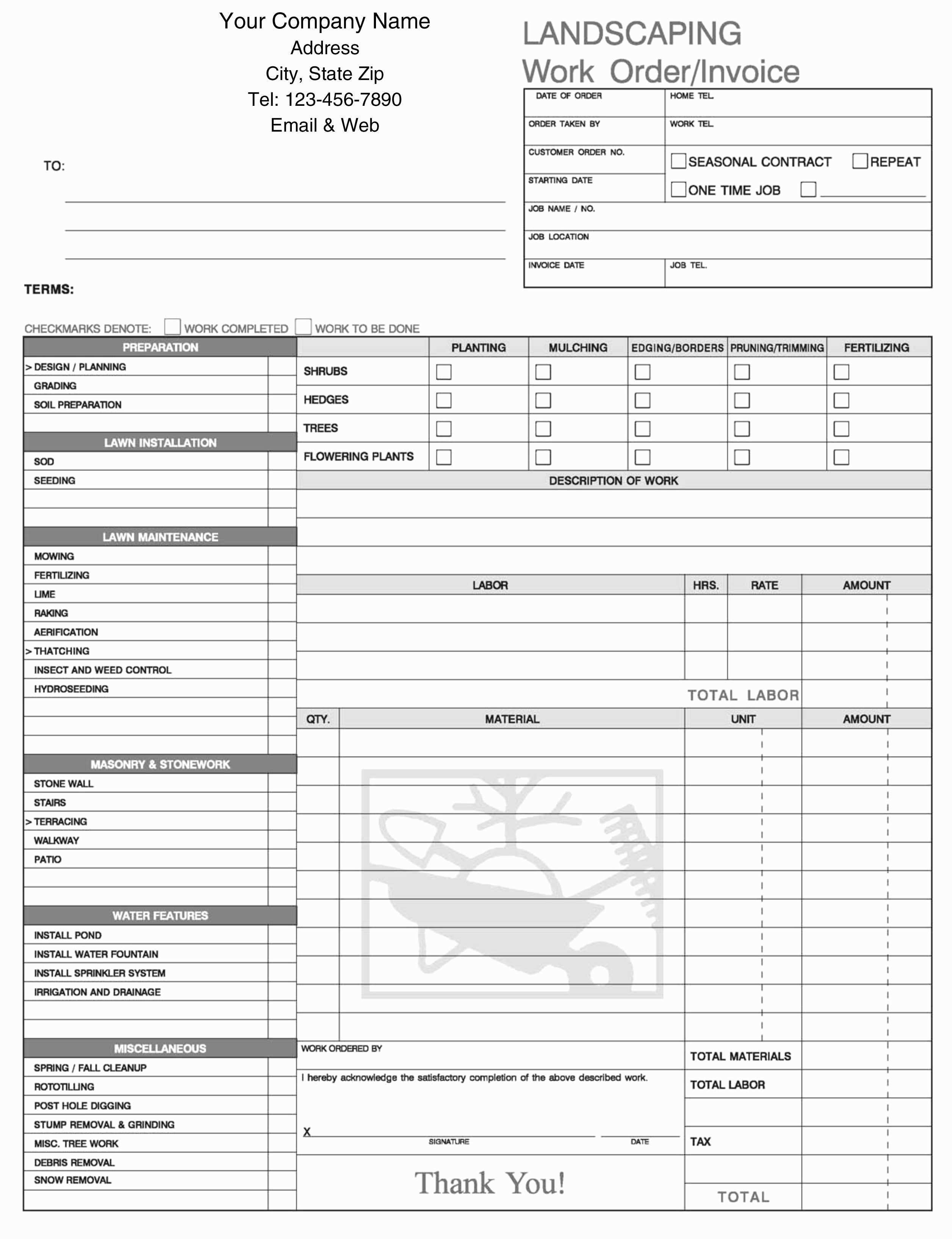 Printable Lawn Care Invoice Template