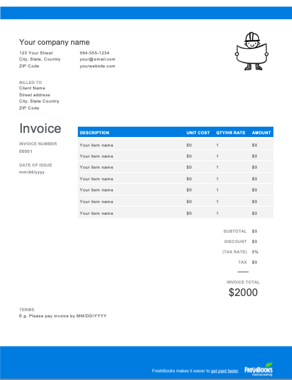 25 Standard Blank Construction Invoice Template With Stunning Design by Blank Construction Invoice Template