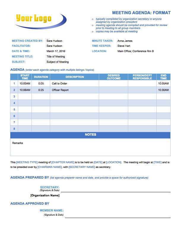 26 Free Great Meeting Agenda Template in Word by Great Meeting Agenda Template