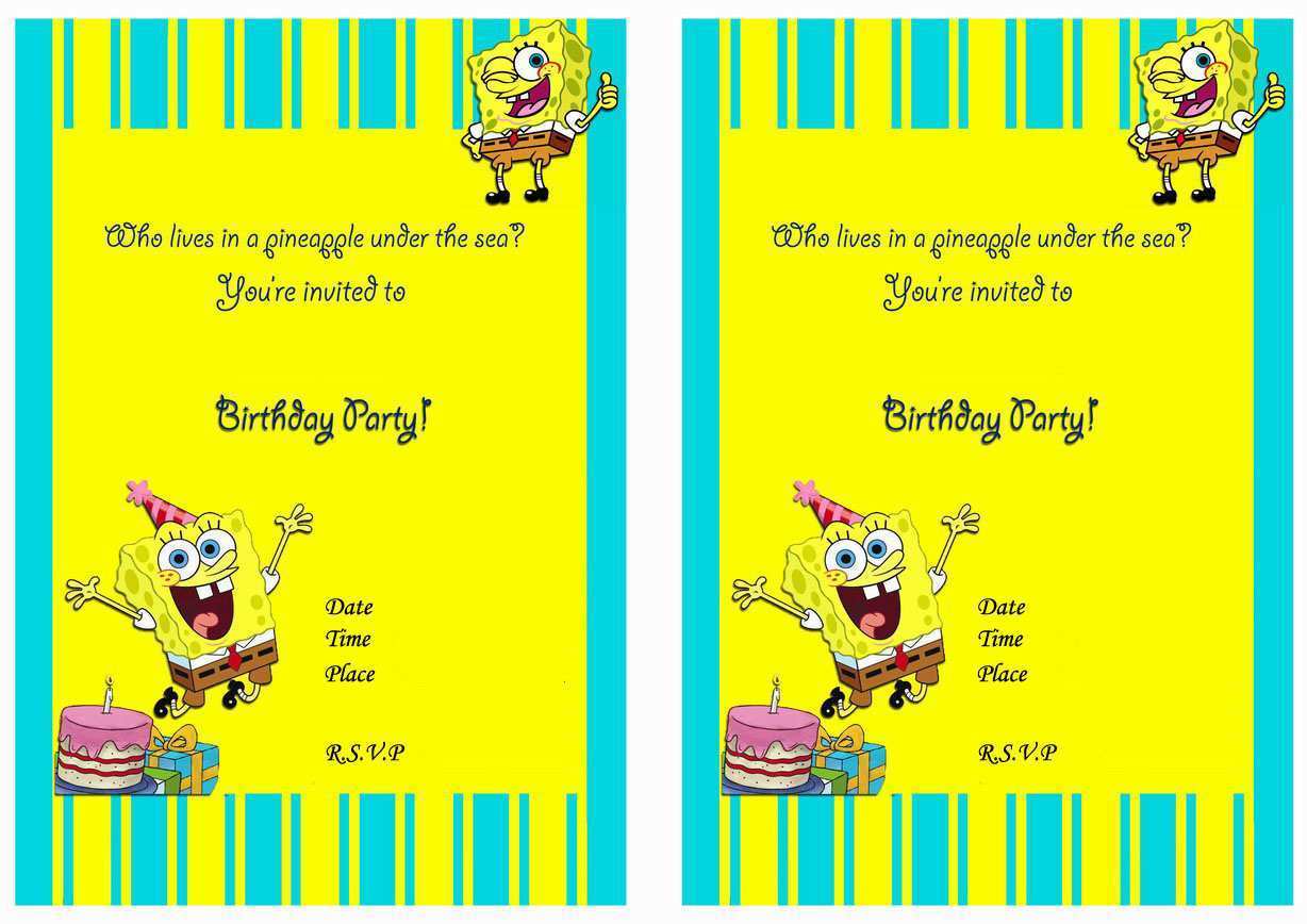 Spongebob Birthday Card Template Cards Design Templates