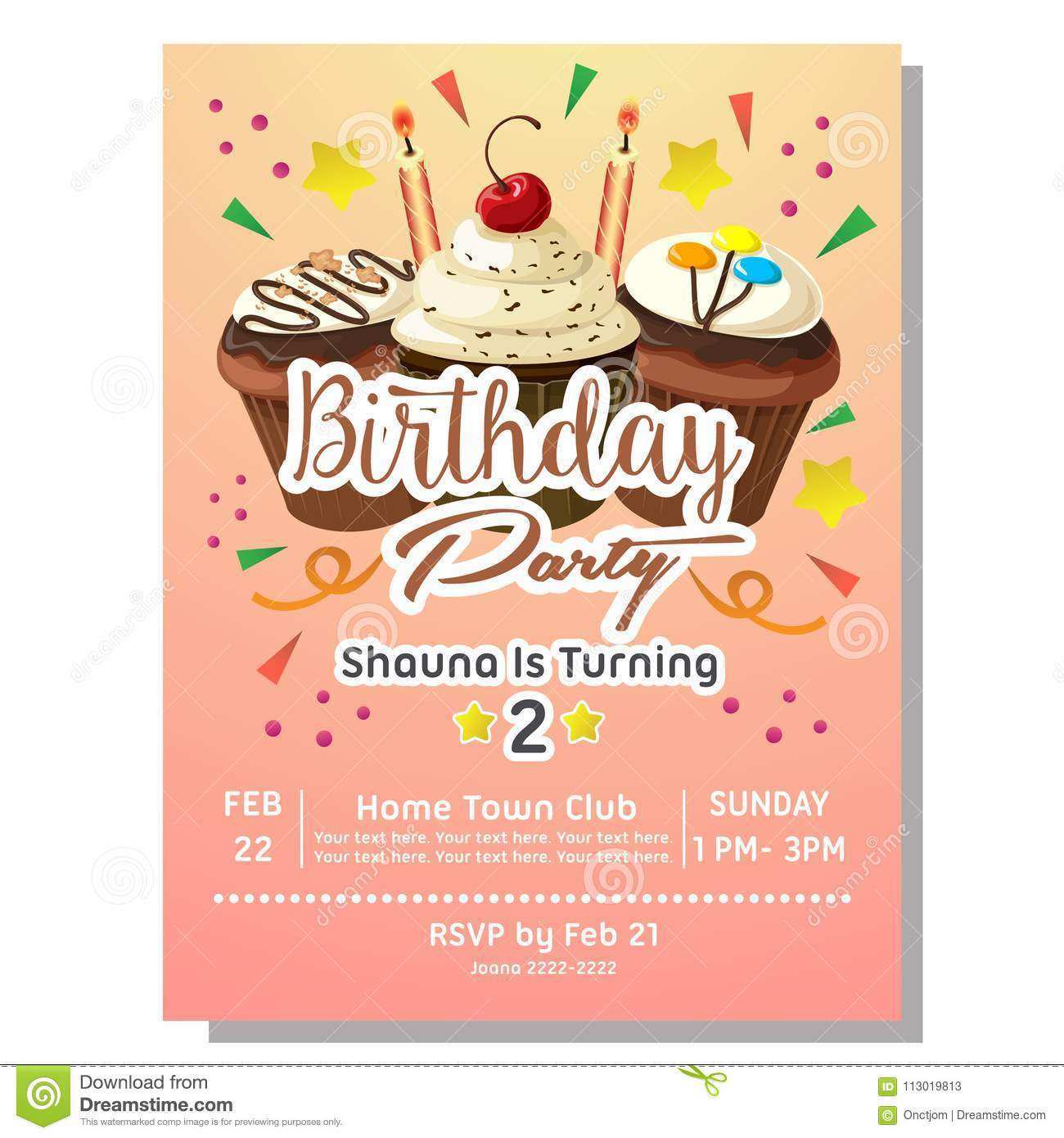 26 Visiting 2Nd Birthday Card Template PSD File with 2Nd Birthday Card Template