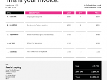 Invoice Template For A Freelance Designer