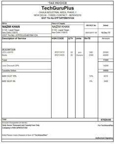 27 Blank G S T Tax Invoice Template in Word for G S T Tax Invoice Template