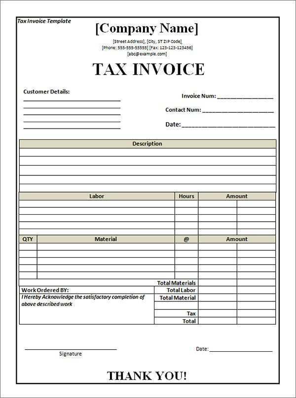 27 Format Tax Invoice Template In Word for Ms Word by Tax Invoice Template In Word