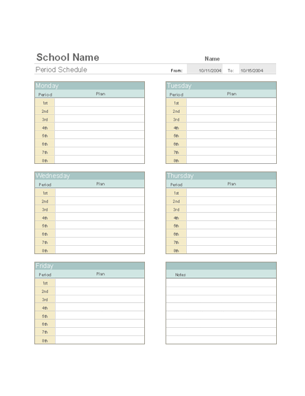 27 Free Printable Class Schedule Layout Template Formating for Class Schedule Layout Template