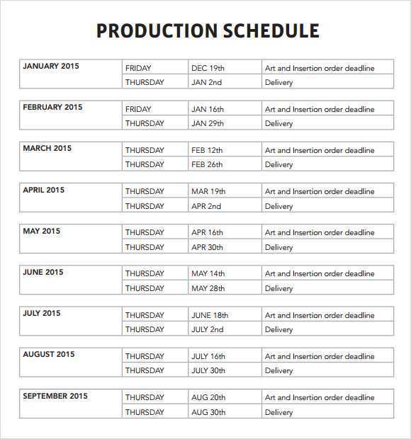 27 Free Printable Weekly Production Schedule Template Layouts by Weekly Production Schedule Template