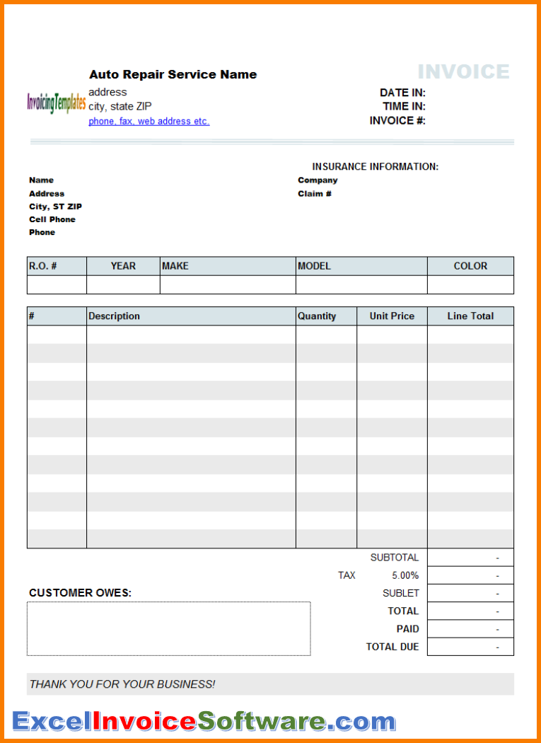 27 The Best Auto Repair Invoice Form Pdf in Word by Auto Repair Invoice Form Pdf
