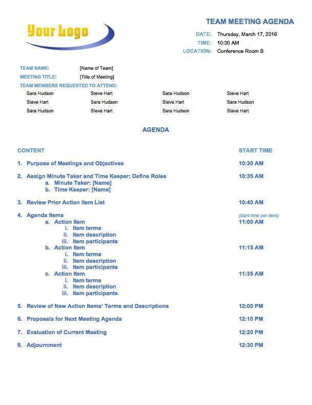 28 Customize Meeting Agenda Template With Action Items for Ms Word for ...