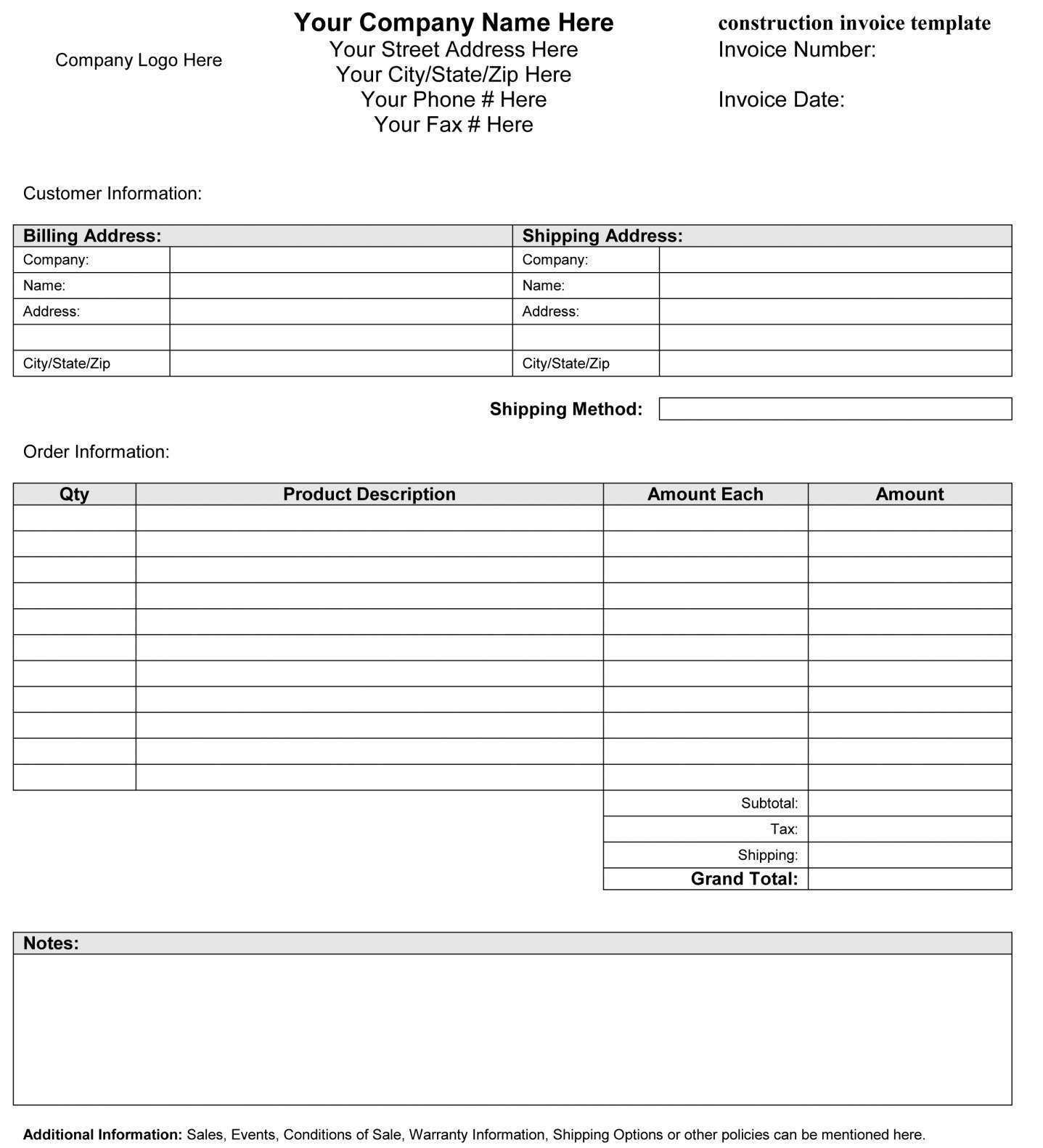 28 Customize Our Free Construction Invoice Template Xls Photo by Construction Invoice Template Xls