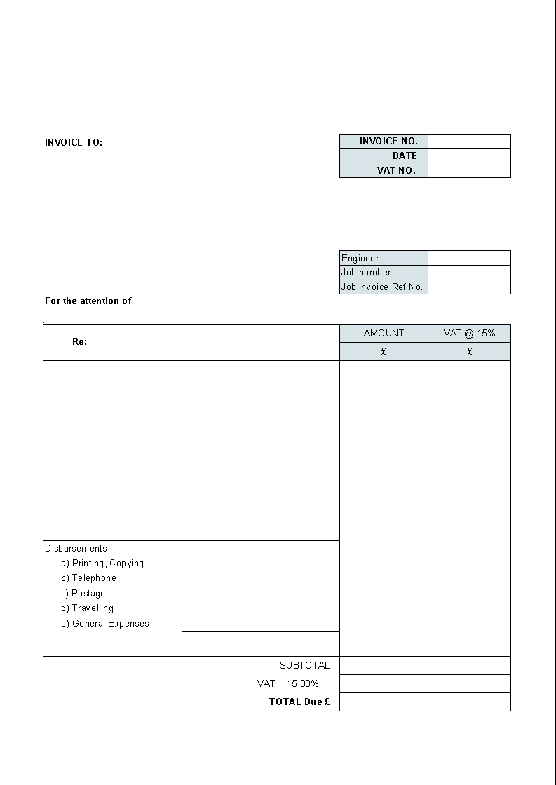 28 Free Printable Blank Invoice Template Uk for Ms Word by Blank Invoice Template Uk