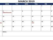 28 Printable Daily Calendar Template March 2019 For Free with Daily Calendar Template March 2019