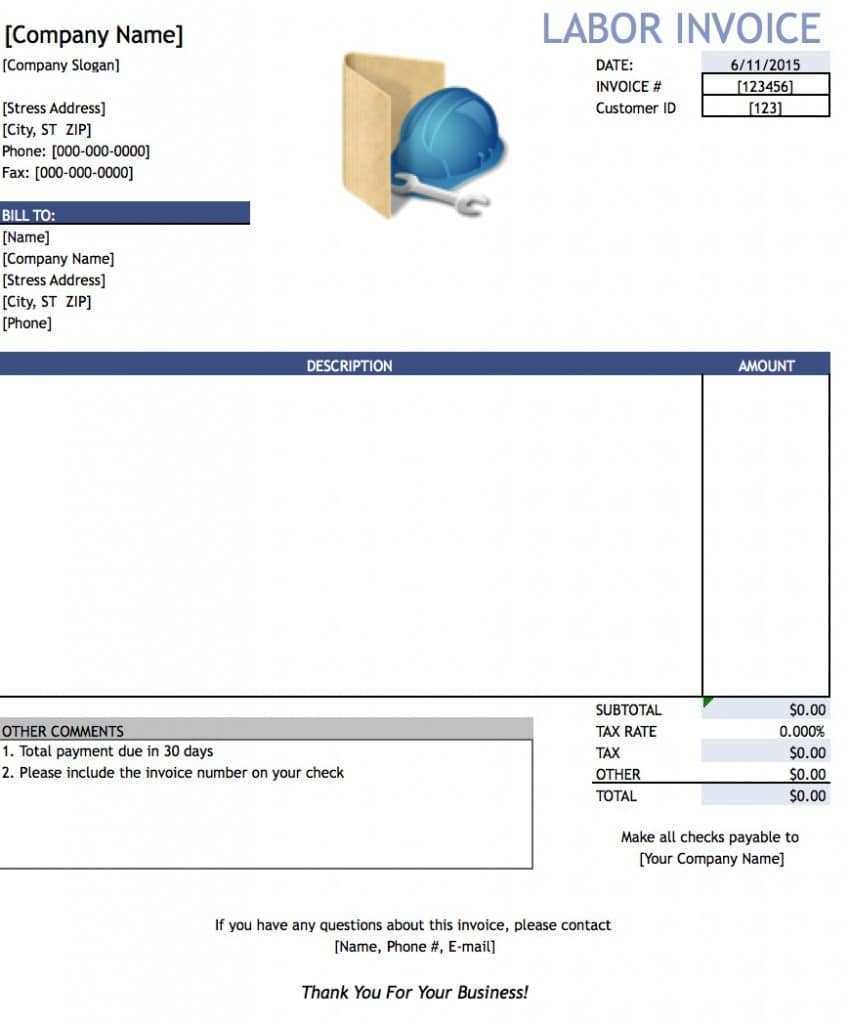 28 Report Free Contract Labor Invoice Template for Ms Word by Free Contract Labor Invoice Template