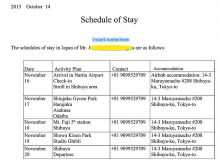 Travel Itinerary Template For Visa Application