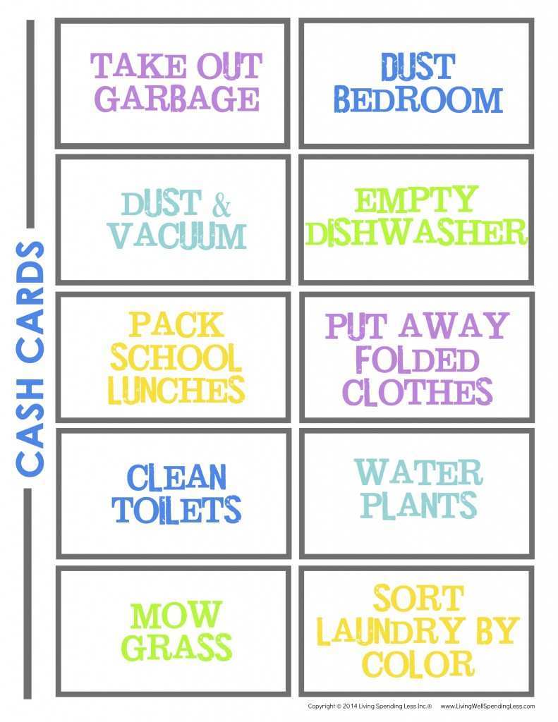 28 The Best Printable Chore Cards Template in Photoshop with Printable Chore Cards Template