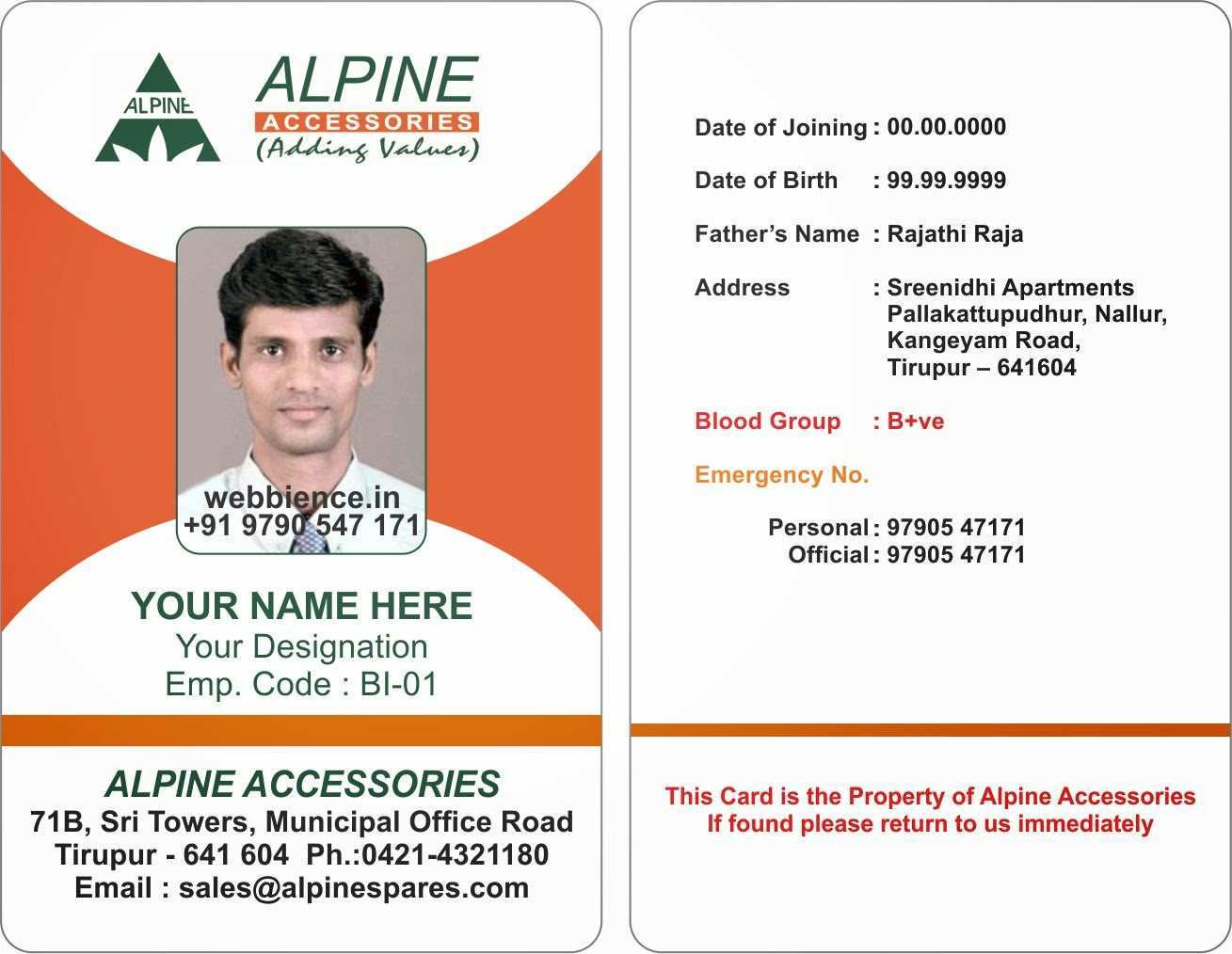 id card template word download